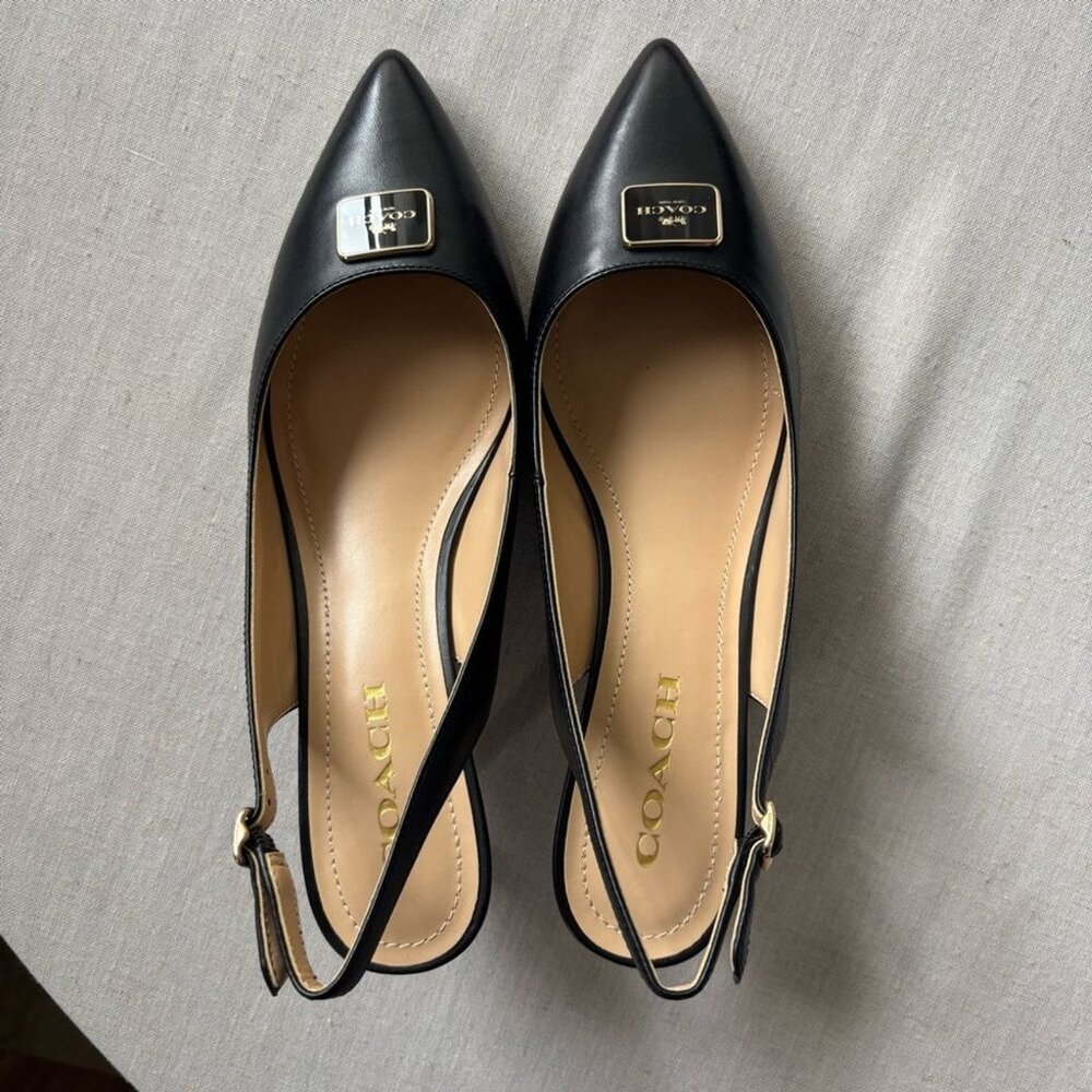 Coach Jillian Slingback Heels Black Leather - Picture 3 of 9